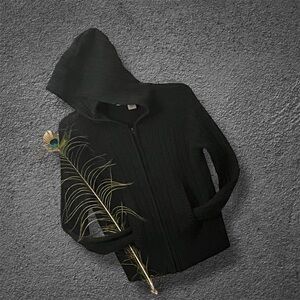 Bella Swan Hooded Charcoal-Black Cable-Knit Full Zip Goth Cardigan Perfect BNWOT